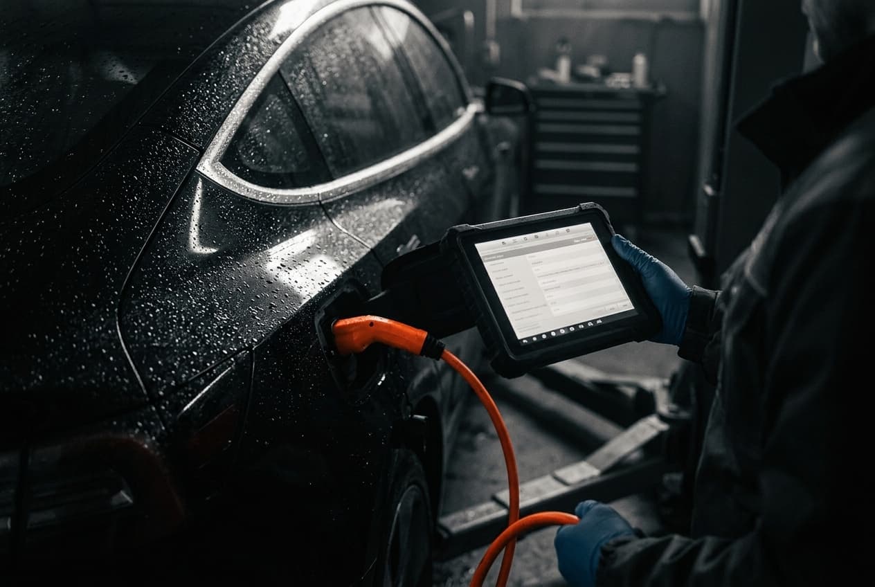 Dokumentation eines Fahrzeugschadens mit Diagnose-Tablet